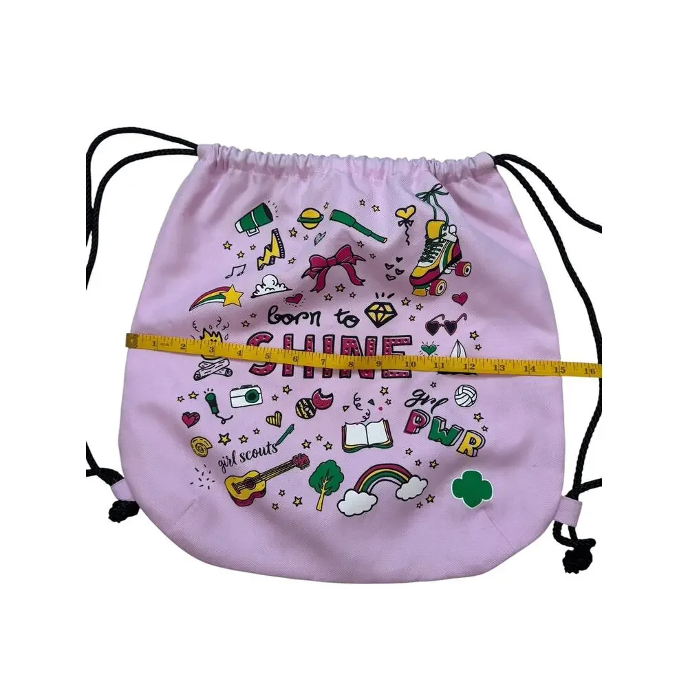 Girl Scouts Born To Shine Drawstring Backpack Purple Colorful Girl Power